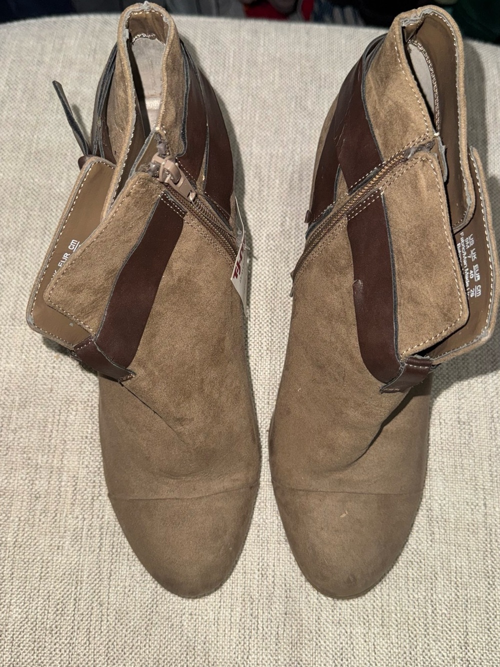 Carlos Santana Tan and Brown Suede Ankle Booties